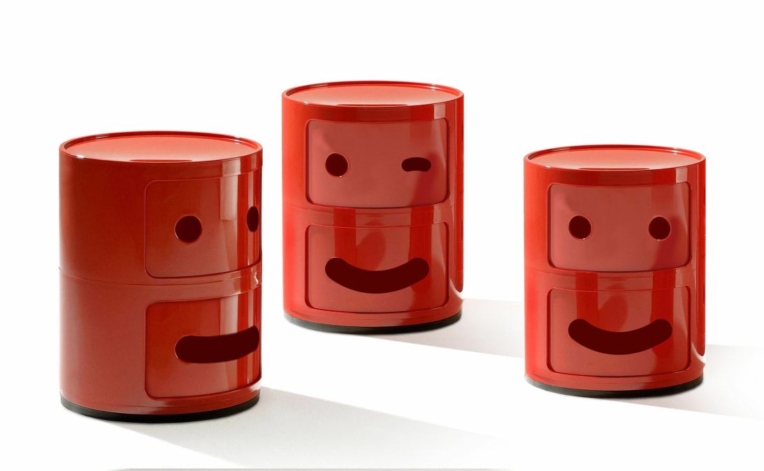 Arredamento Kartell  Portaoggetti Componibili Smile N°3 Materiale  Plastico/ 2 Cassetti - H 40 Cm - Kartell Rosso · Umuhondo